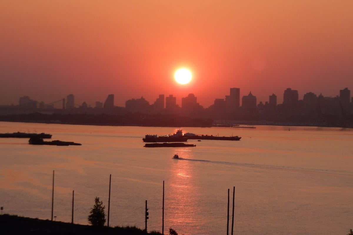 Bayonne, NJ — Sunrise Over New York as Seen from the Oasis of the Seas in Port in Bayonne, NJ