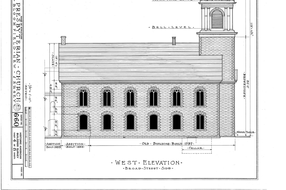 Bloomfield, NJ — First Presbyterian Church on-the-Green, Bloomfield, Essex County, NJ HABS NJ,7-BLOFI,1- (sheet 4 of 8)