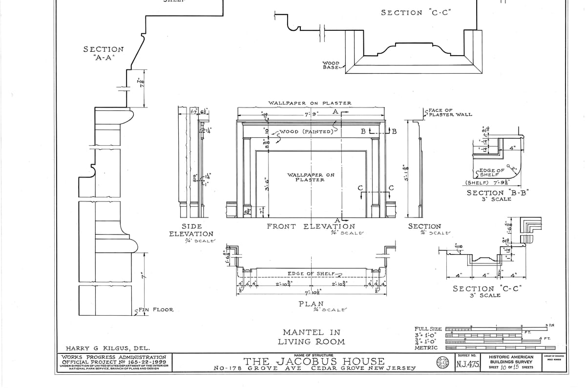 Cedar Grove, NJ — Jacobus House, 178 Grove Avenue, Cedar Grove, Essex County, NJ HABS NJ,7-CEGRO,1- (sheet 10 of 15)