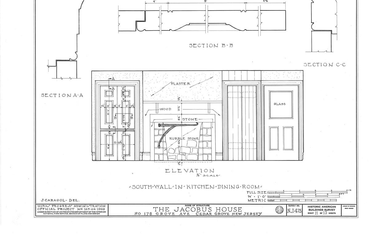 Cedar Grove, NJ — Jacobus House, 178 Grove Avenue, Cedar Grove, Essex County, NJ HABS NJ,7-CEGRO,1- (sheet 11 of 15)