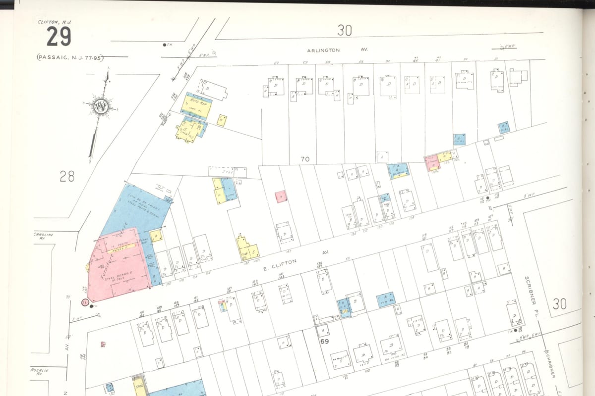 Clifton, NJ — Sanborn Fire Insurance Map from Clifton, Passaic County, New Jersey, 1952, Plate 0029