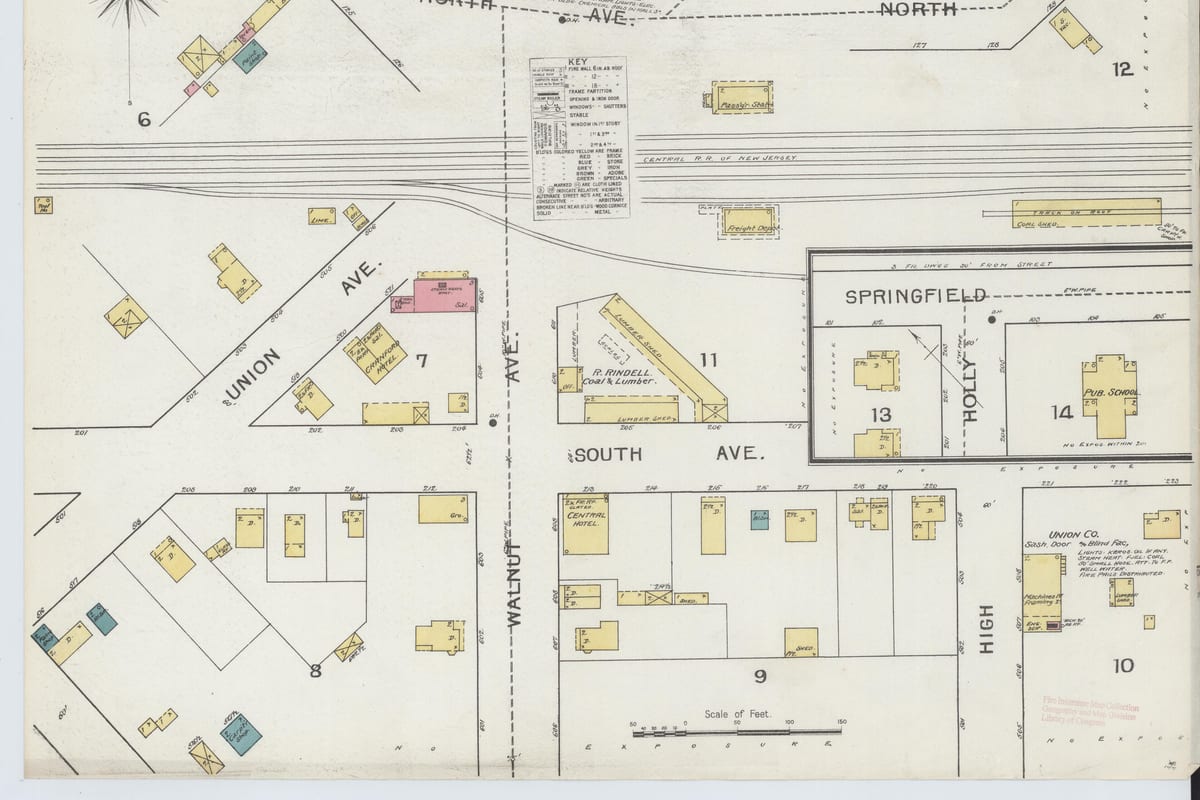 Cranford, NJ — Sanborn Fire Insurance Map from Cranford, Union County, New Jersey, 1893, Plate 0001