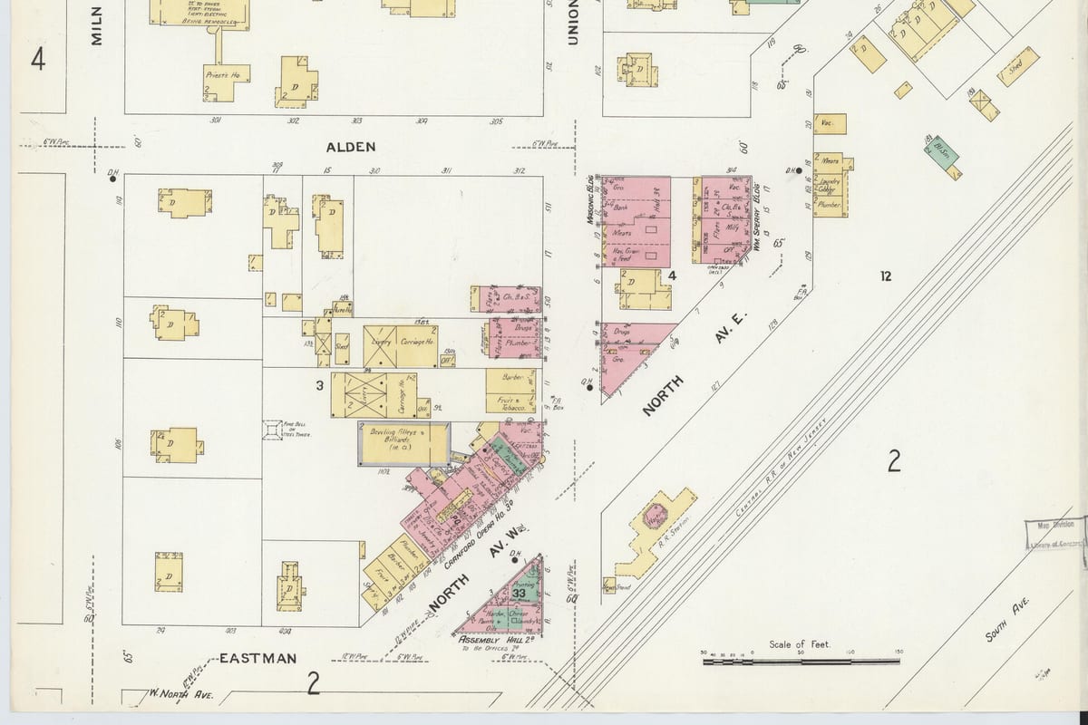 Cranford, NJ — Sanborn Fire Insurance Map from Cranford, Union County, New Jersey, 1908, Plate 0003