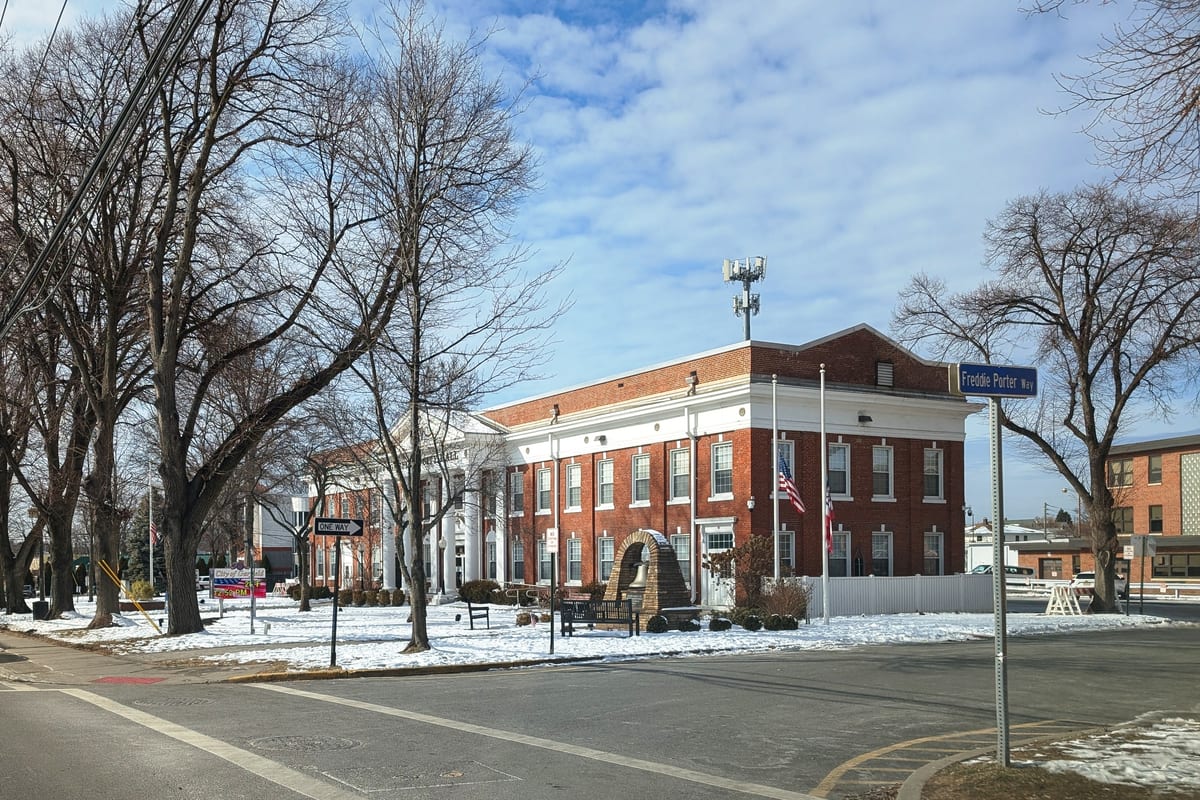 Garfield, NJ — Garfield, NJ city hall diagonal view, Jan. 2025