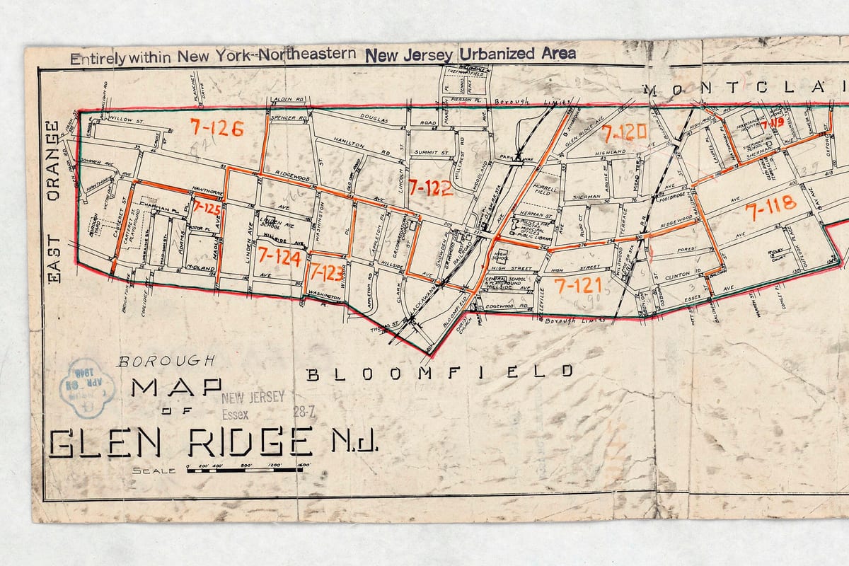 Glen Ridge, NJ — 1950 Census Enumeration District Maps - New Jersey (NJ) - Essex County - Glen Ridge - ED 7-116 to 126 - NARA - 23853204