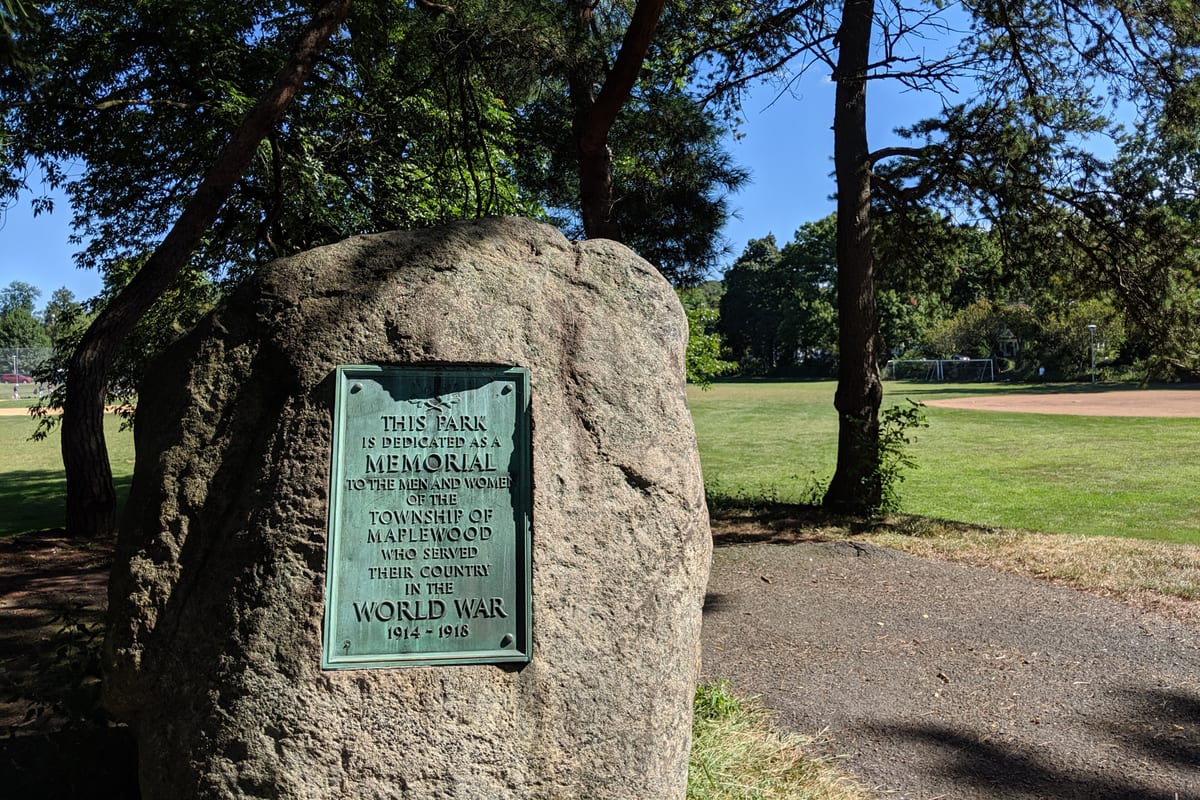 Maplewood, NJ — WW1 memorial, Memorial Park, Maplewood New Jersey