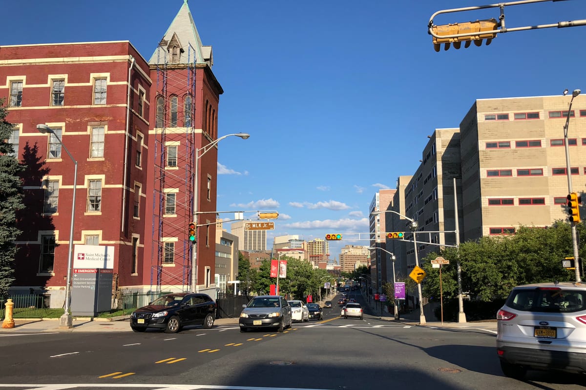Newark, NJ — 2018-07-18 18 26 04 View east along Essex County Route 508 (Central Avenue) at Dr. Martin Luther King, Junior Boulevard in Newark, Essex County, New Jersey