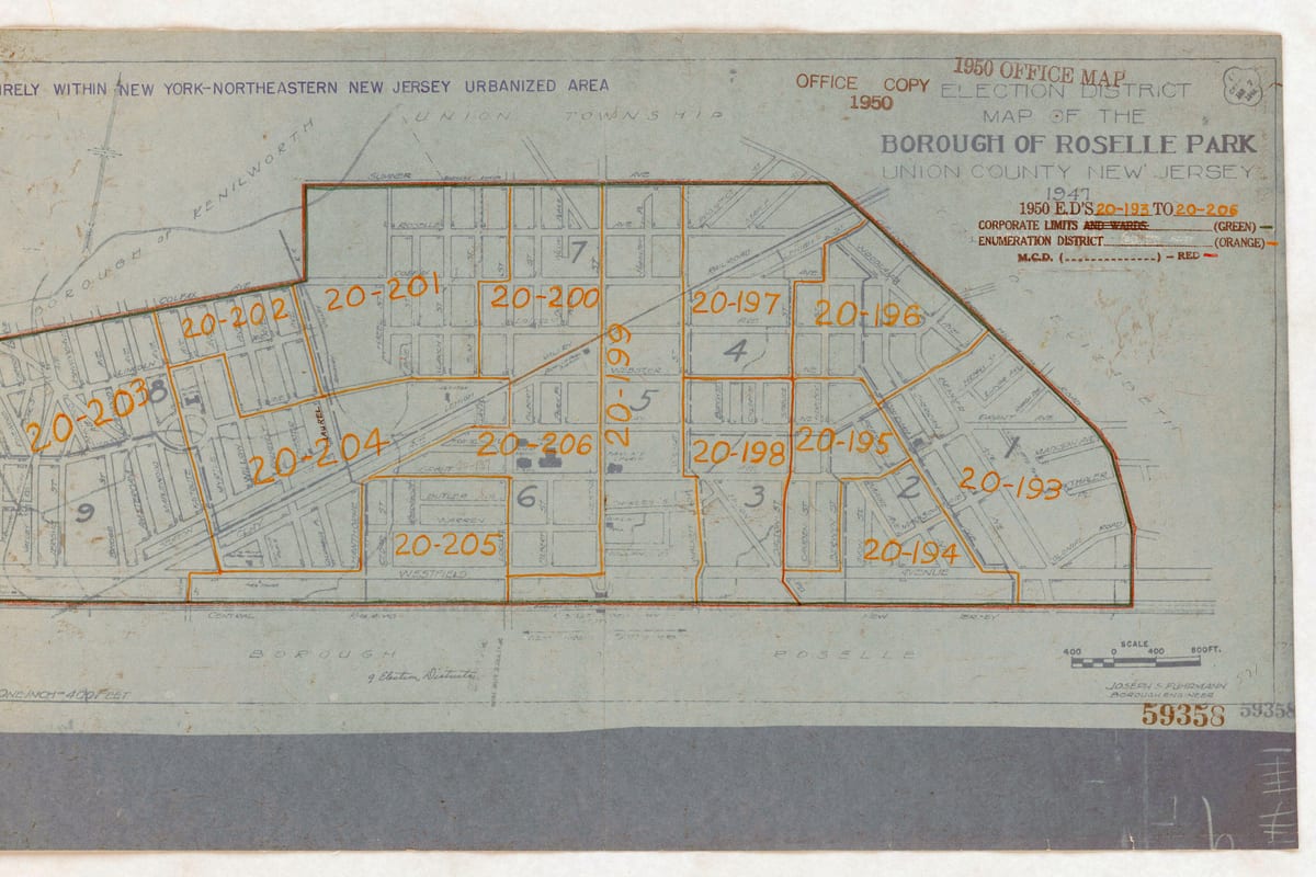 Roselle Park, NJ — 1950 Census Enumeration District Maps - New Jersey (NJ) - Union County - Roselle Park - ED 20-193 to 206 - NARA - 23928634