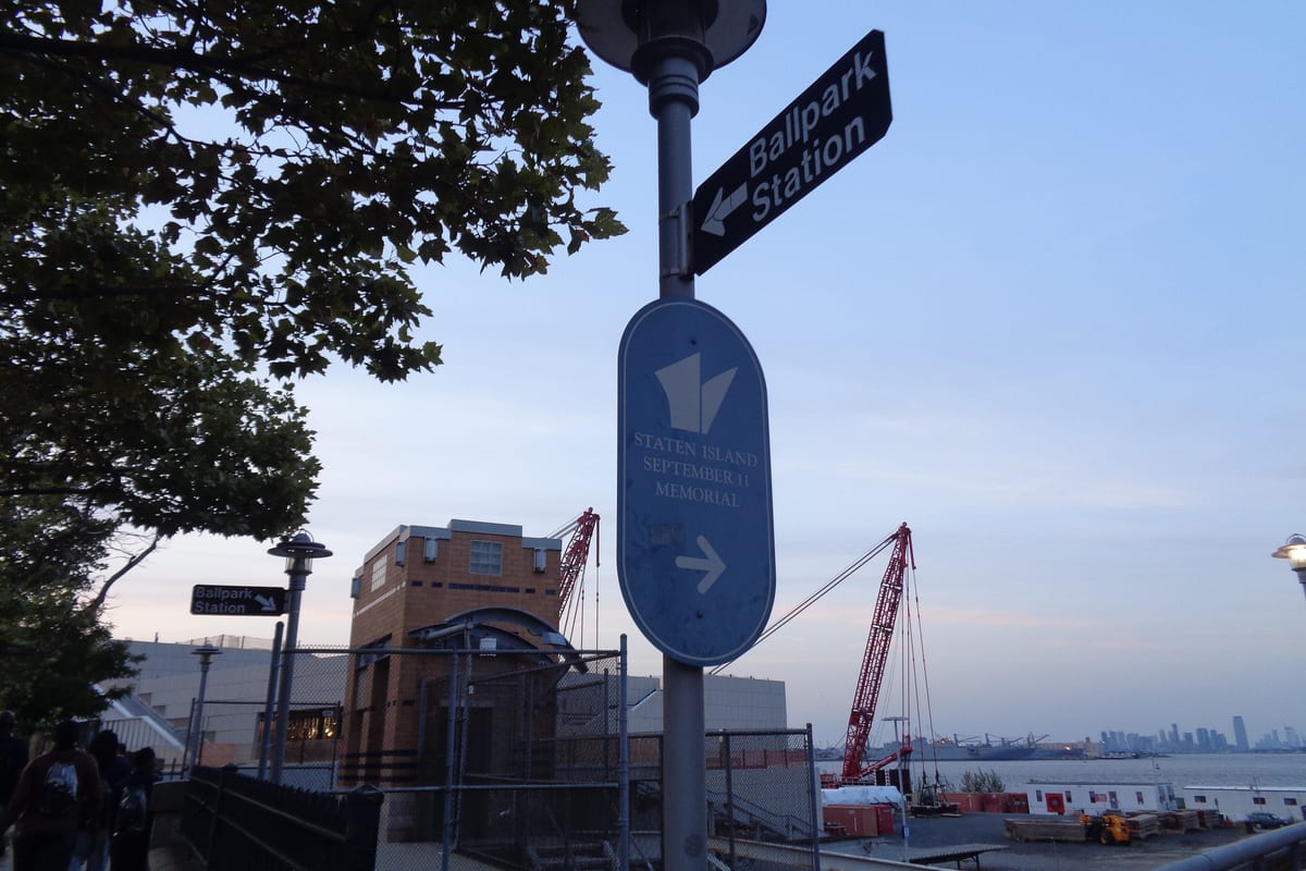 Staten Island, NY — Wayfinding signage outside Richmond County Bank Ballpark, Staten Island, New York - 08-27-17