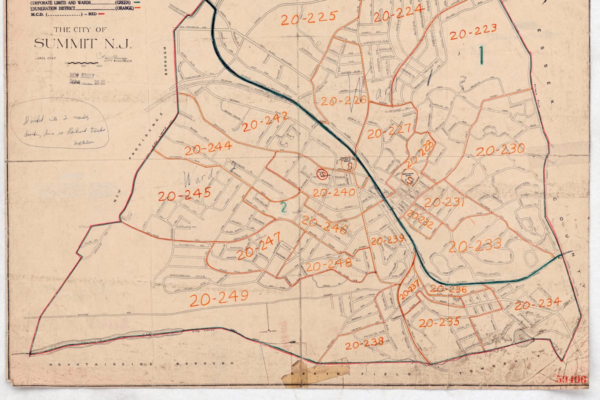 Summit, NJ — 1950 Census Enumeration District Maps - New Jersey (NJ) - Union County - Summit - ED 20-223 to 249 - NARA - 23928640