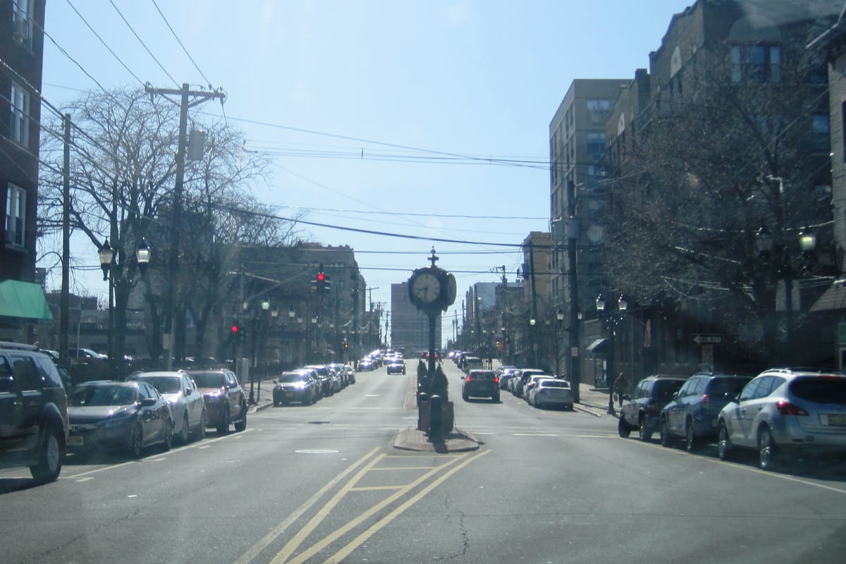 West New York, NJ — West New York, NJ, Park Ave. clock, Feb. 2023
