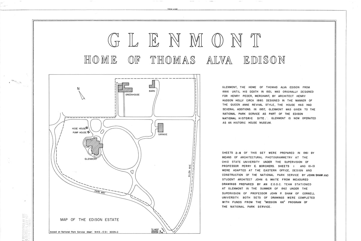 West Orange, NJ — Glenmont, Llewellyn Park, West Orange, Essex County, NJ HABS NJ,7-ORAW,6- (sheet 1 of 13)