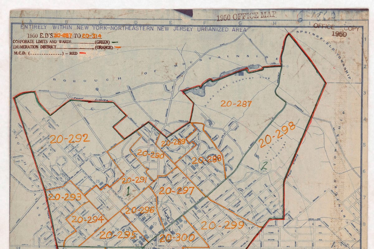 Westfield, NJ — 1950 Census Enumeration District Maps - New Jersey (NJ) - Union County - Westfield - ED 20-287 to 314 - NARA - 23928647