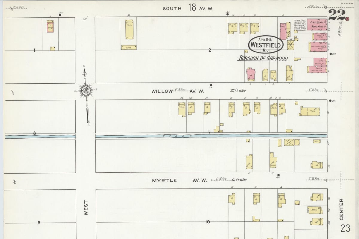Westfield, NJ — Sanborn Fire Insurance Map from Westfield, Union County, New Jersey, 1916, Plate 0022
