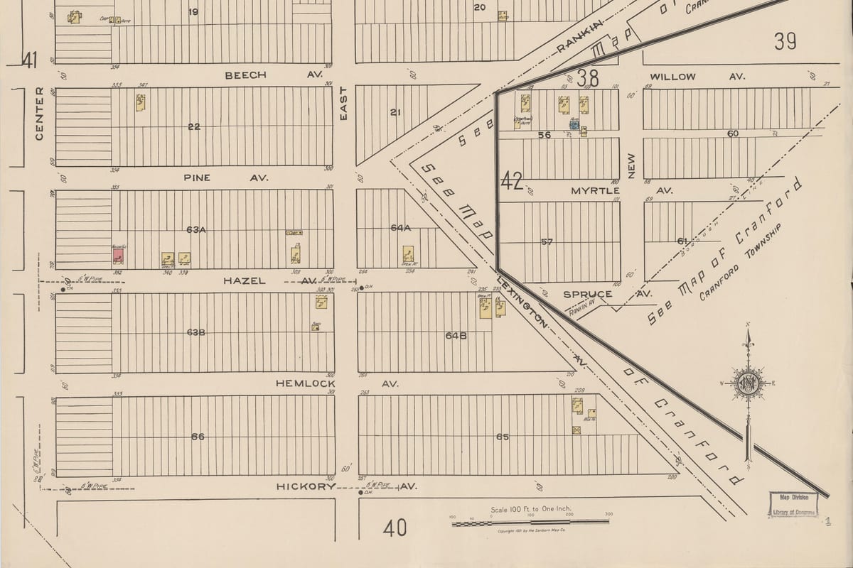 Westfield, NJ — Sanborn Fire Insurance Map from Westfield, Union County, New Jersey, 1921, Plate 0042